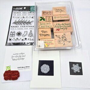 Christmas Crafts Lot Hero Arts Border Stamps Wood Snowflake Dies Merry Wishes